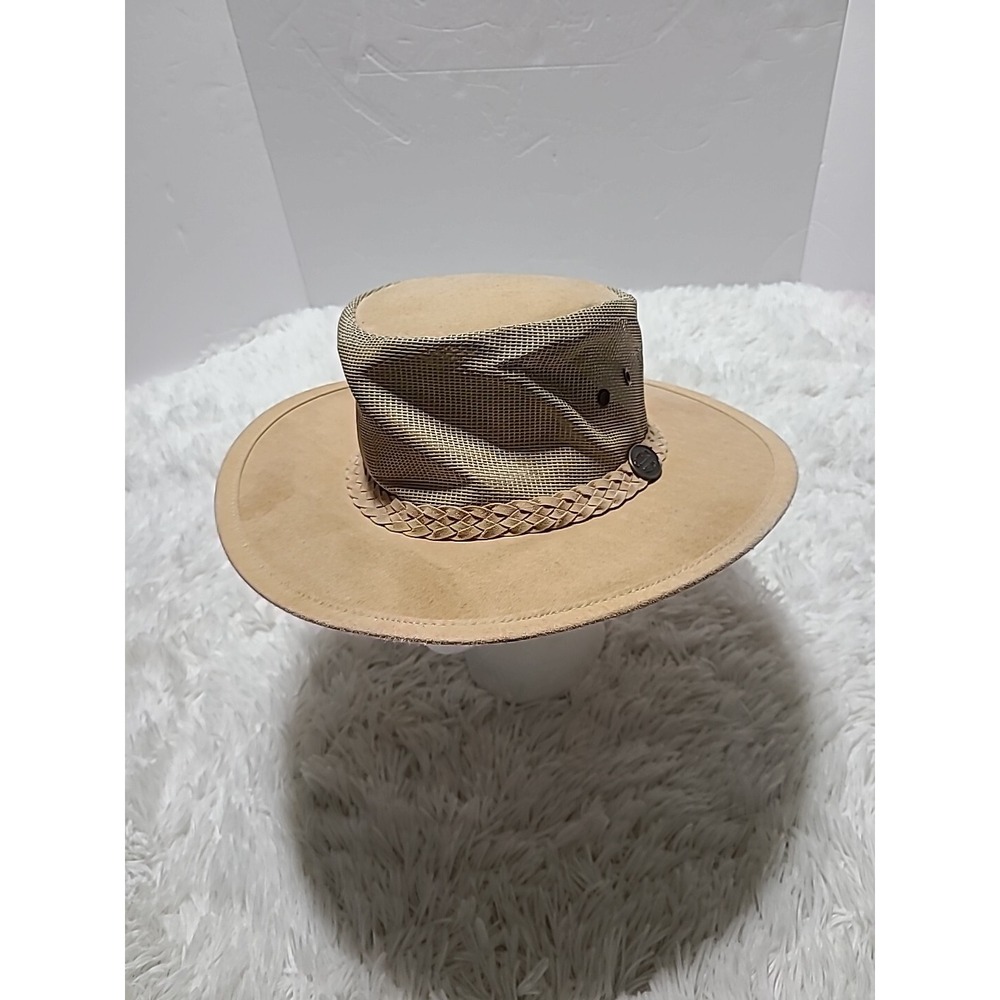 OUTBACK SHADE Men's M Tan Sport Hat w/Mesh Strap Made In Australia‎ Golf Hiking